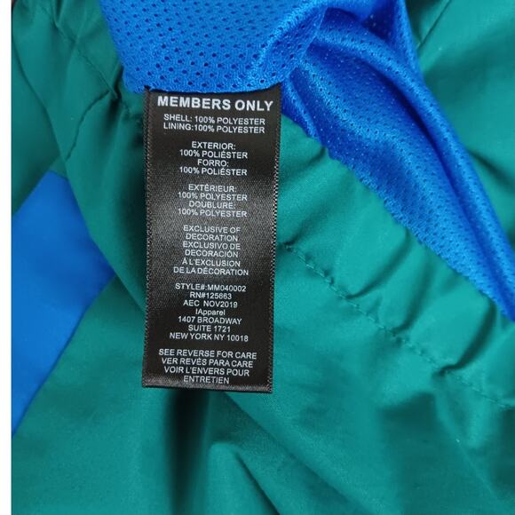 Members Only Anorak Windbreaker Mens Medium Green/Blue Color Block Mariner Beach - Picture 6 of 13